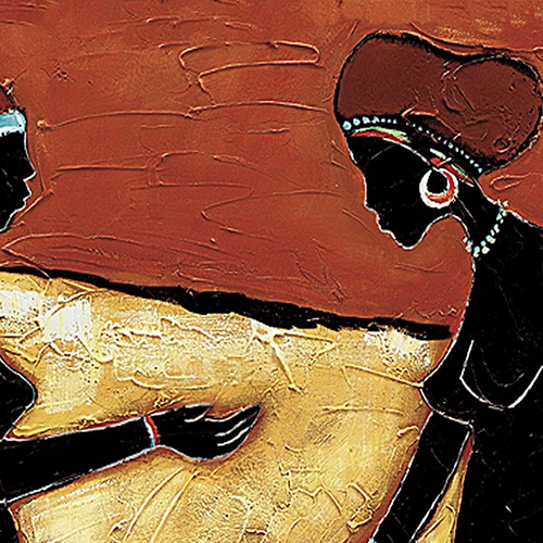 古代街上讨论的两个人某某油画作品